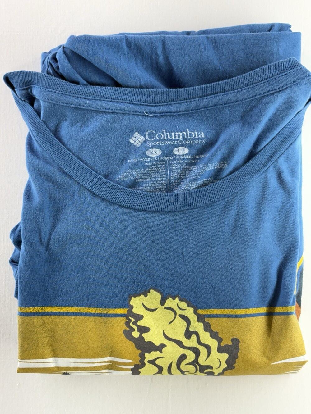 Columbia Men's 4X Big & Tall Blue Short Sleeve Crew Neck T-Shirt 100% Cotton